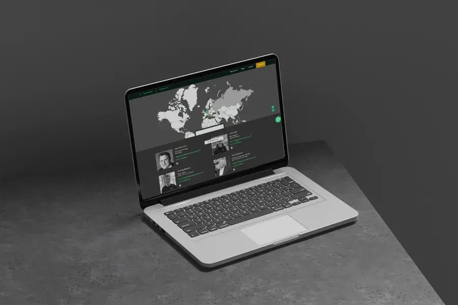 Unchained Robotics team and company page shown on a laptop mockup