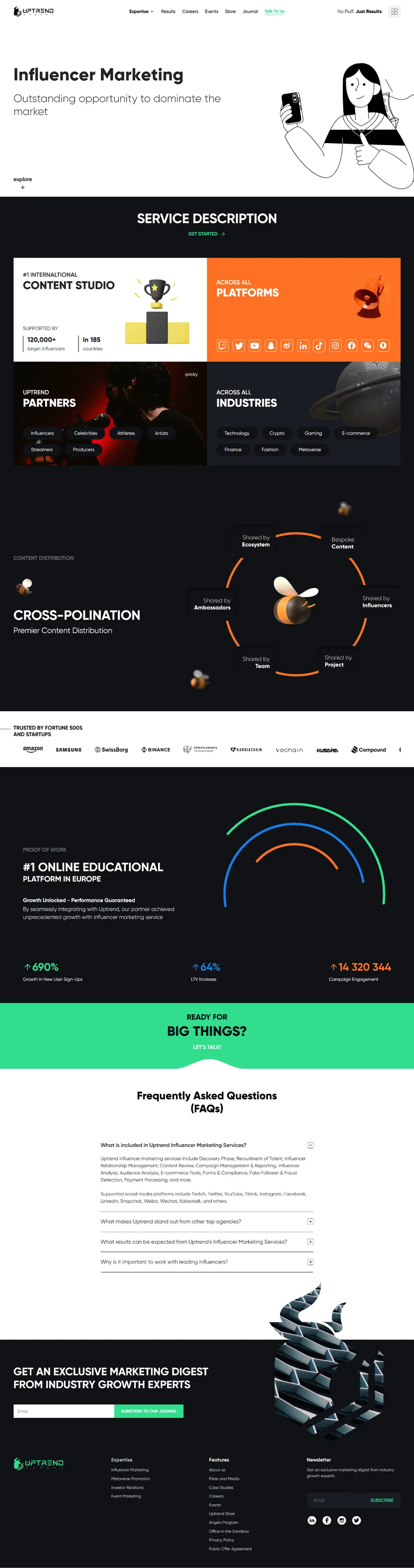 UpTrend influencer marketing service page